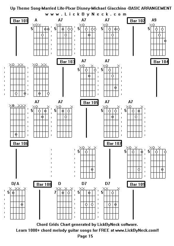 Chord Grids Chart of chord melody fingerstyle guitar song-Up Theme Song-Married Life-Pixar Disney-Michael Giacchino -BASIC ARRANGEMENT,generated by LickByNeck software.